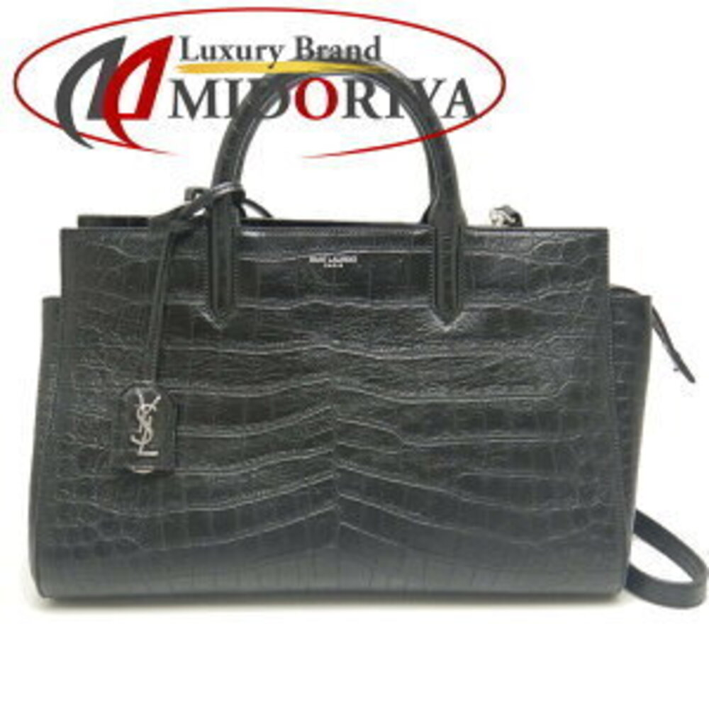SAINT LAURENT Cabas Rive Gauche handbag Crocodile leather black